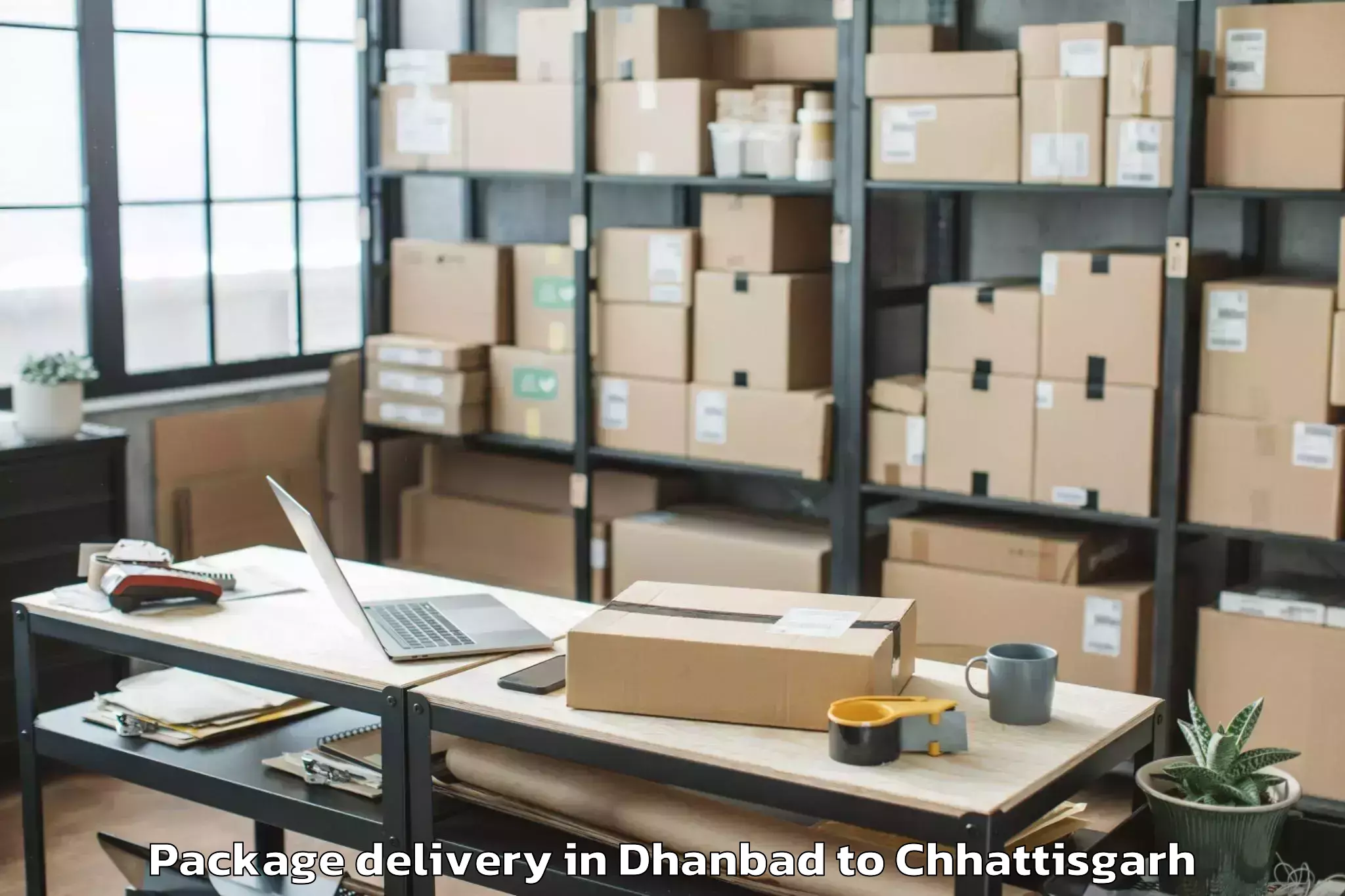 Book Dhanbad to Gharghoda Package Delivery Online